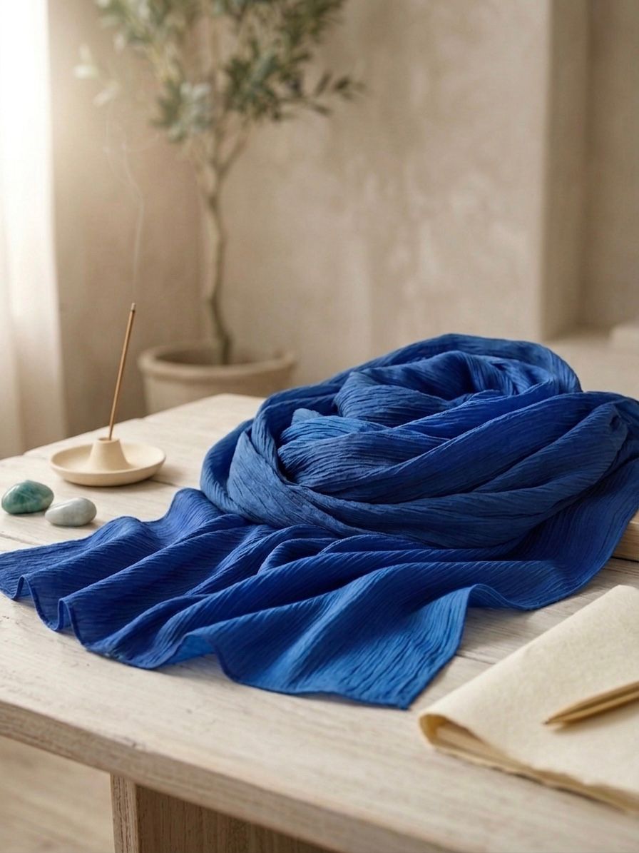 Crinkle Silk Scarf - Islamic Hijab | Royal Blue