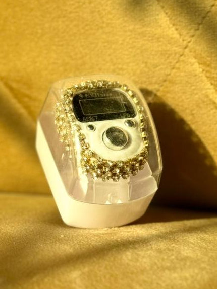 White Fancy tasbeeh Counter with handmade diamond cut gemstones by Idara-e-islamiat 