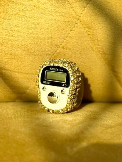 White Fancy tasbeeh Counter with handmade diamond cut gemstones by Idara-e-islamiat 