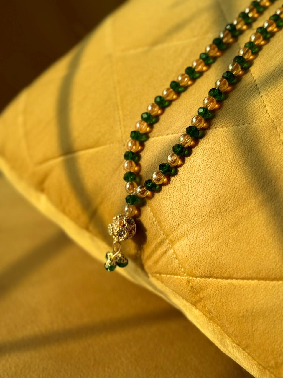Signature Green & Golden Crystal 100 Beads Tasbeeh By Idara-e-Islamiat 