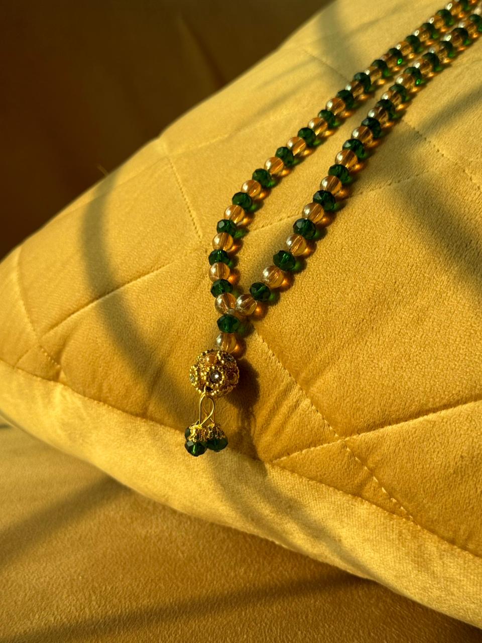Signature Green & Golden Crystal 100 Beads Tasbeeh By Idara-e-Islamiat 