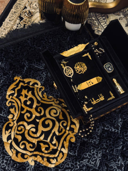 Al Kitab Black Velvet Standing Quran Set