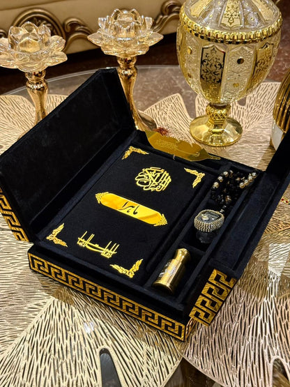 Al Kitab Black Velvet Standing Quran Set
