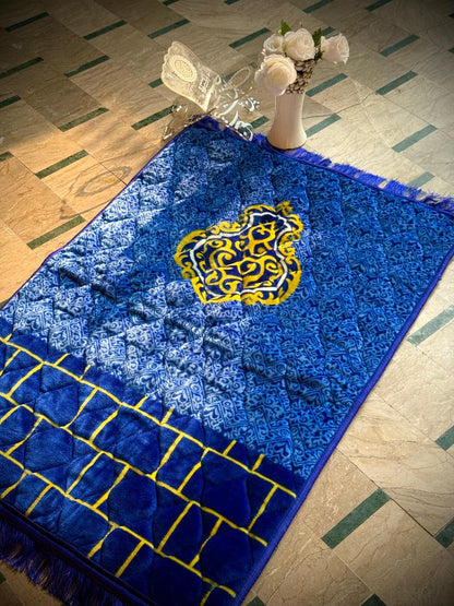 Blue Motive Stuffed Prayer Mat (Janamaz)