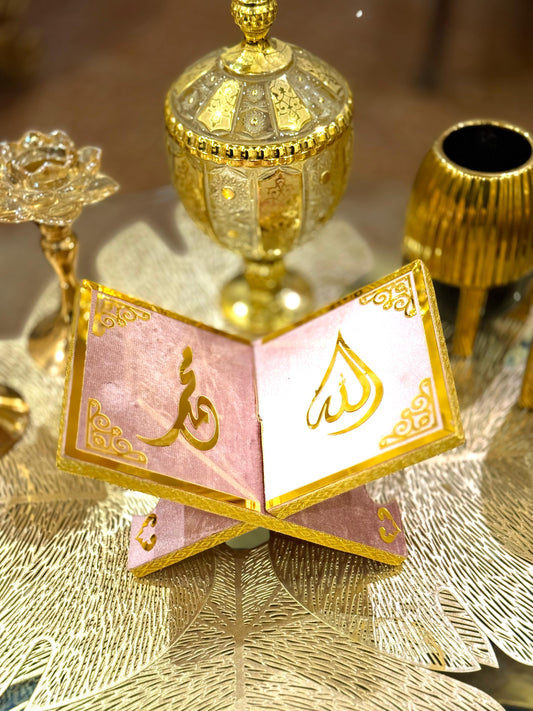 Velvet Rehal Quran Holder & Stand - Pink