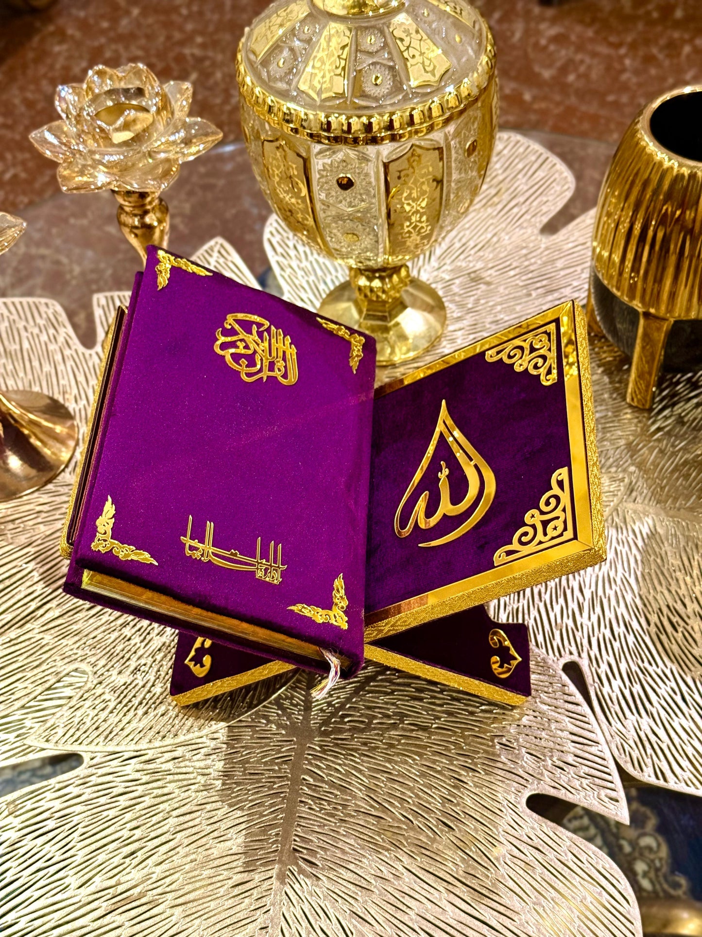 Velvet Rehal Quran Holder & Stand  - Purple