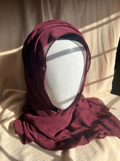 Maroon Long Stone Scarf