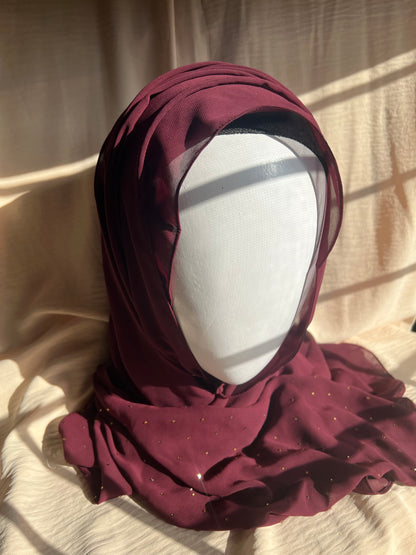 Maroon Long Stone Scarf