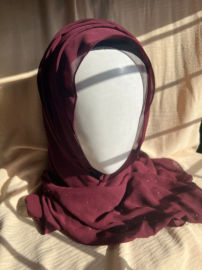 Maroon Long Stone Scarf
