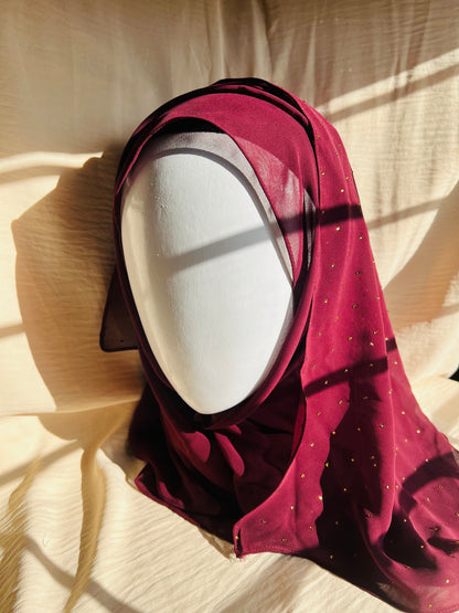 Red Velvet Stone Work Scarf
