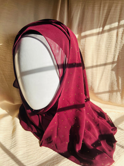 Red Velvet Stone Work Scarf