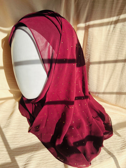 Red Velvet Stone Work Scarf