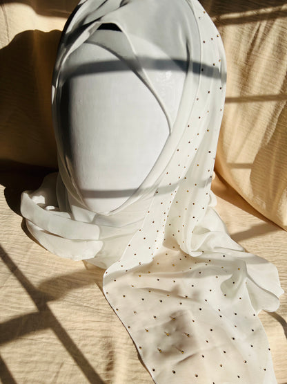 Pearl White Stoned Bright Scarf