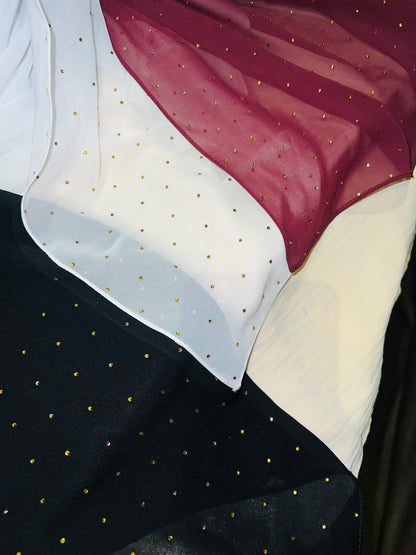 Pearl White Stoned Bright Scarf