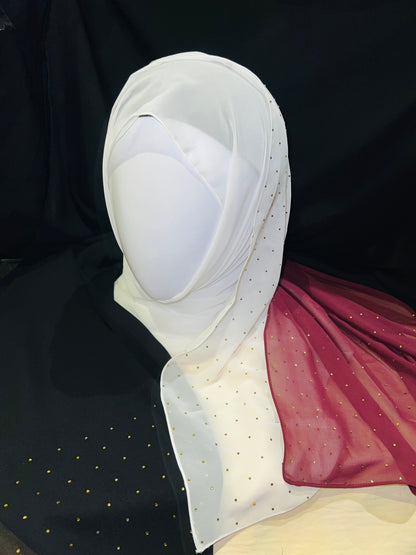 Pearl White Stoned Bright Scarf