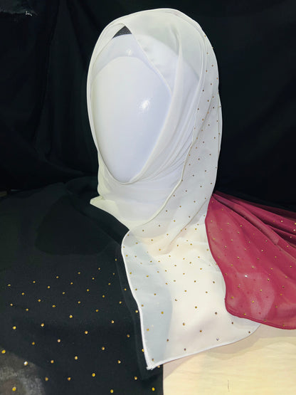 Pearl White Stoned Bright Scarf