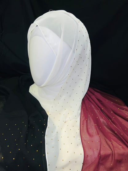 Pearl White Stoned Bright Scarf