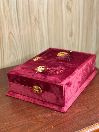 Pink Velvet Bridal Quran Set , Tabseeh , Ittar