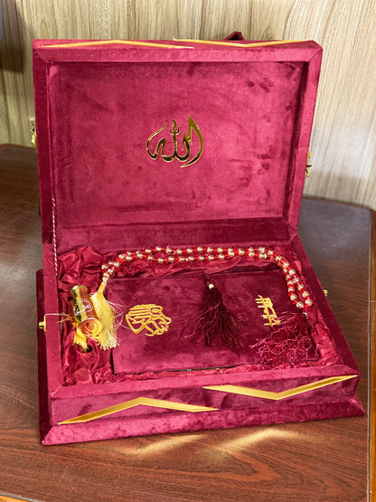 Pink Velvet Bridal Quran Set , Tabseeh , Ittar
