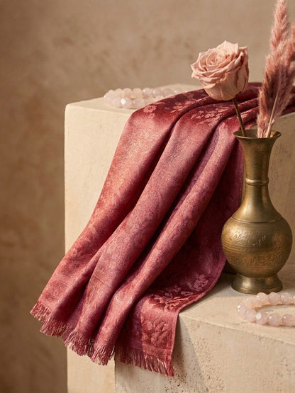 Mahrani Self Print Party Wear Scarf -Maroon - Islamic Hijab
