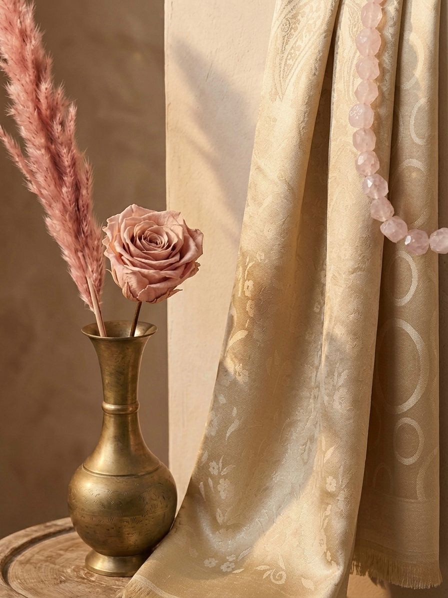 Mahrani Self Print Party Wear Scarf -Golden- Islamic Hijab