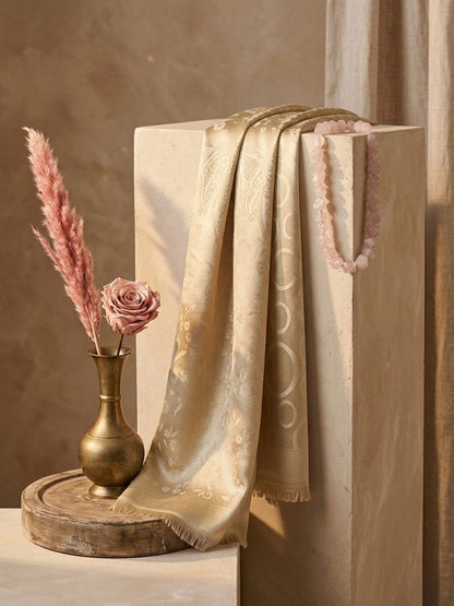 Mahrani Self Print Party Wear Scarf -Golden- Islamic Hijab