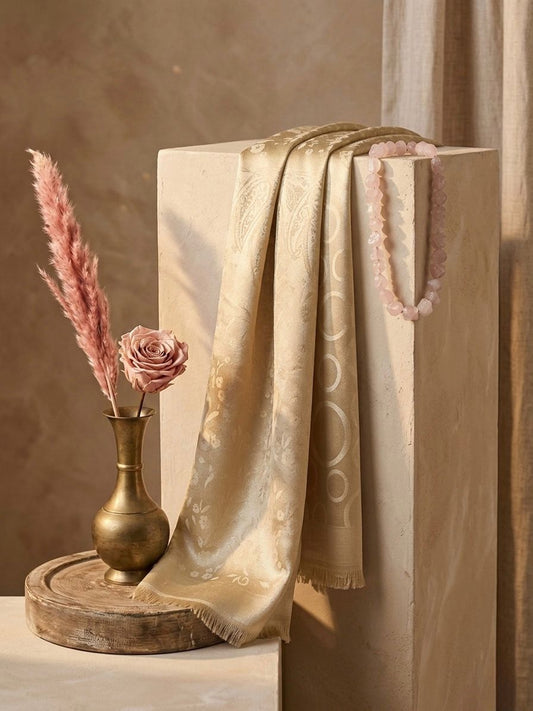 Mahrani Self Print Party Wear Scarf -Golden- Islamic Hijab