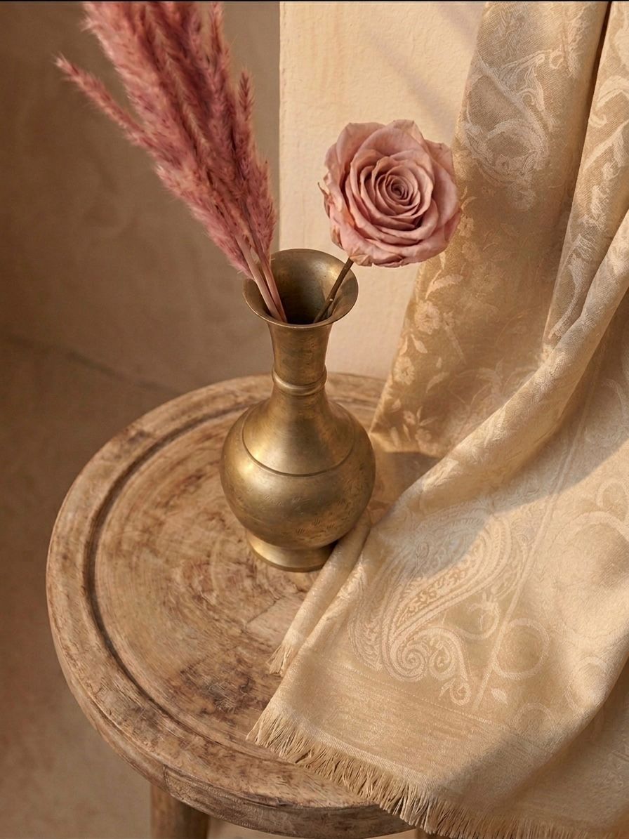 Mahrani Self Print Party Wear Scarf -Golden- Islamic Hijab