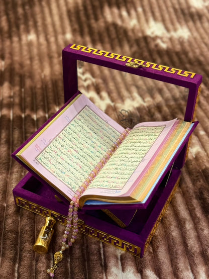 Noor Quran Set with Box Purple | Perfect Islamic Gift