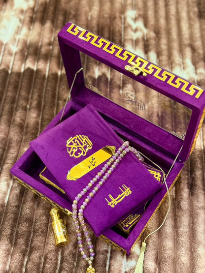 Noor Quran Set with Box Purple | Perfect Islamic Gift