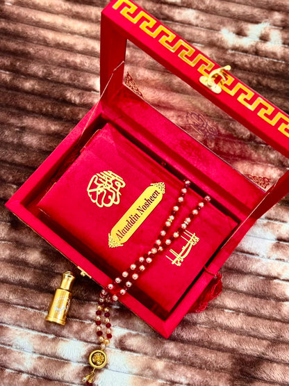Noor Red Quran Set - نور سرخ قرآن سیٹ | Bridal Wedding Islamic Gift
