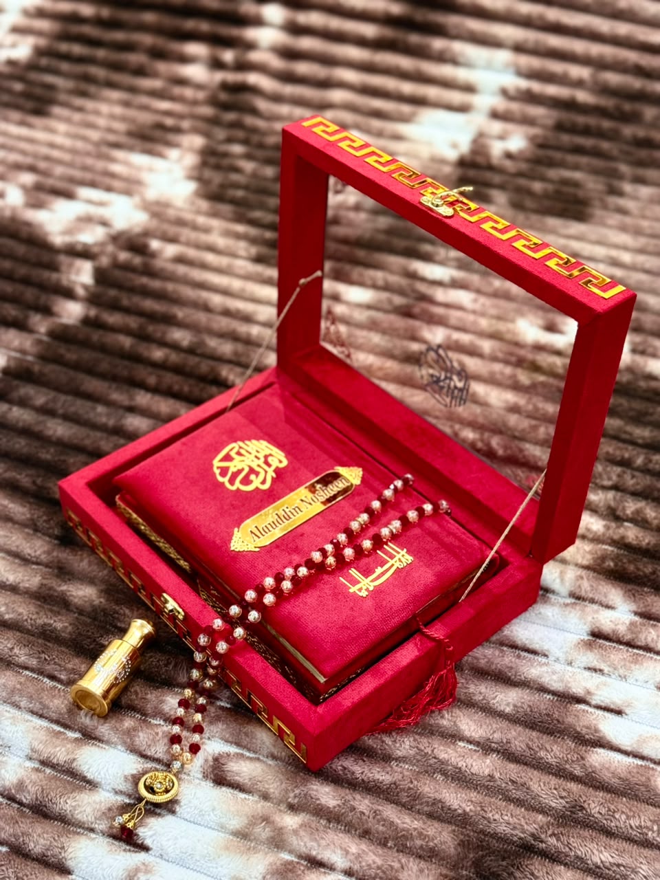 Noor Red Quran Set - نور سرخ قرآن سیٹ | Bridal Wedding Islamic Gift