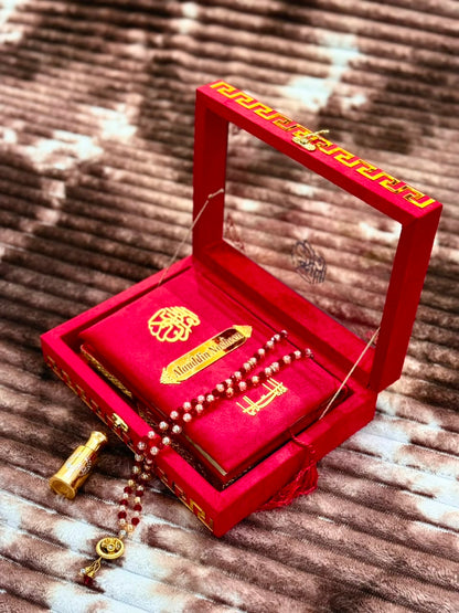 Noor Red Quran Set - نور سرخ قرآن سیٹ | Bridal Wedding Islamic Gift