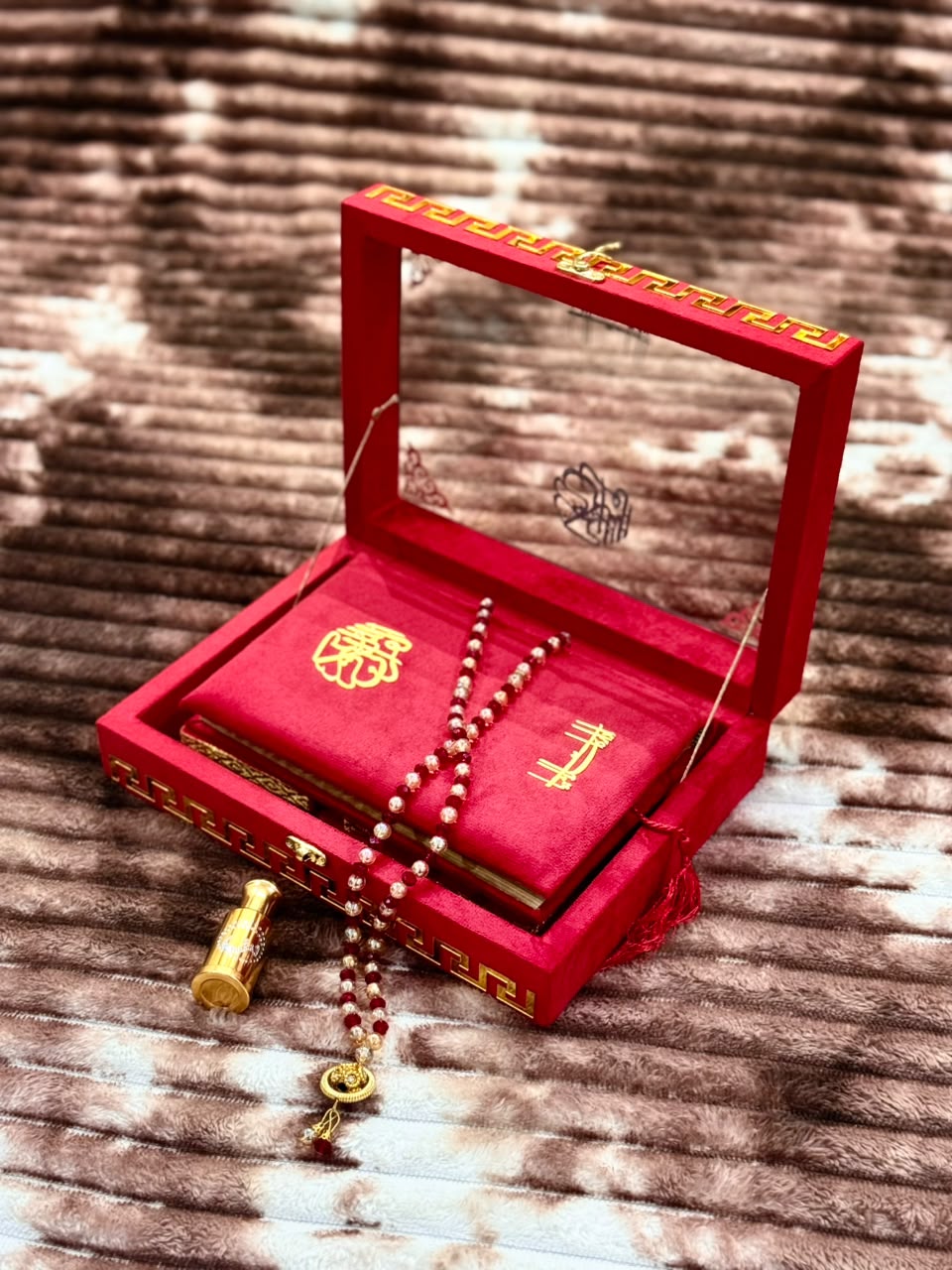 Noor Red Quran Set - نور سرخ قرآن سیٹ | Bridal Wedding Islamic Gift