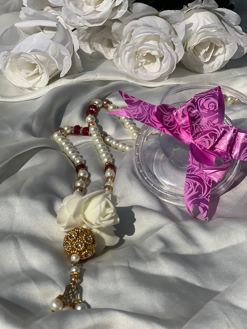 Signature pearl white Phool Moti 100 beads Tasbeeh designed by Idara-e-Islamiat 