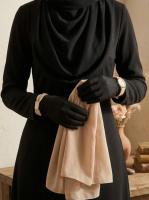 Royal Watch Bracelet Party Wear Scarf - Golden- Islamic Hijab