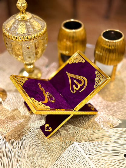 Velvet Rehal Quran Holder & Stand  - Purple