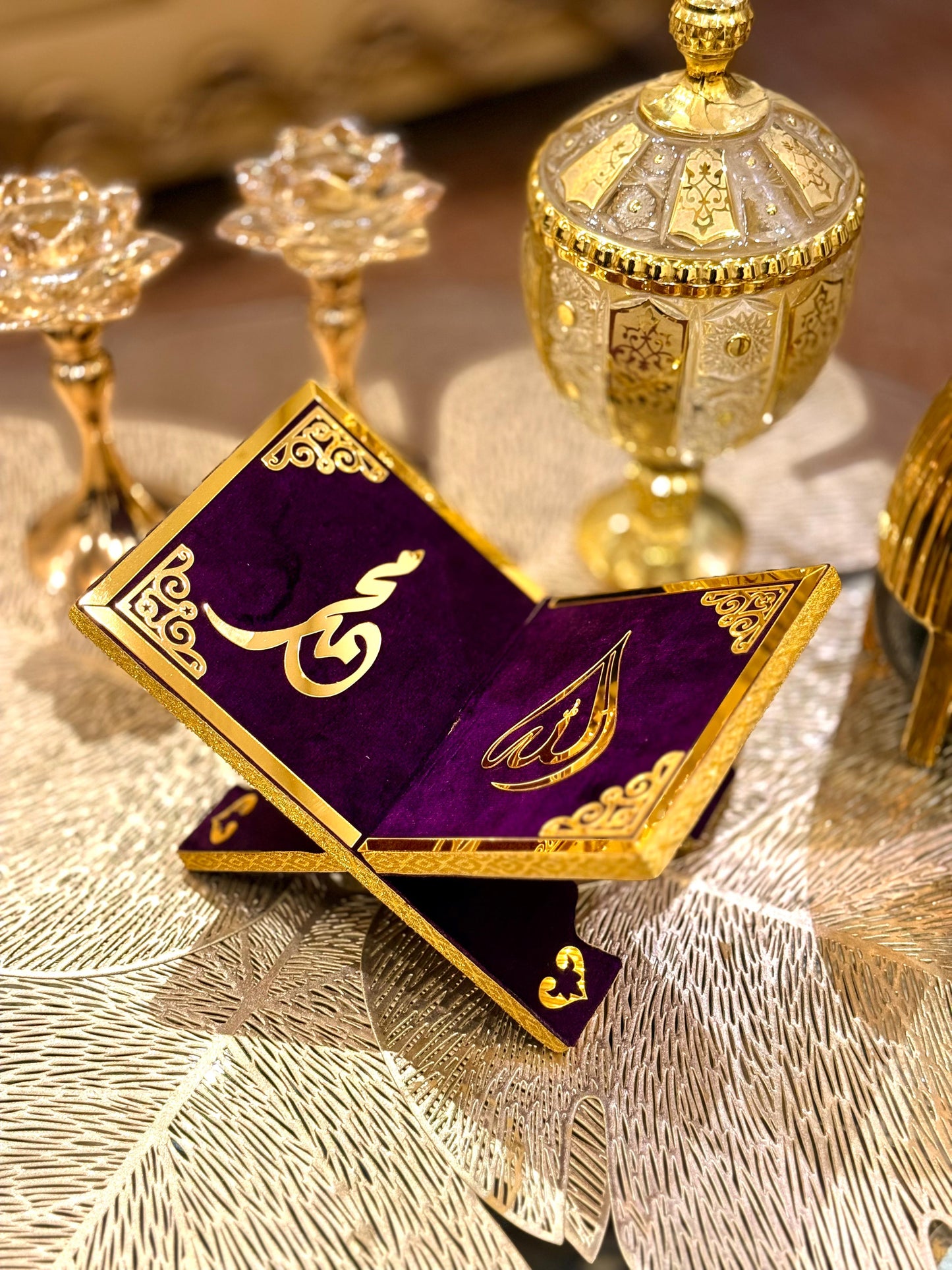 Velvet Rehal Quran Holder & Stand  - Purple