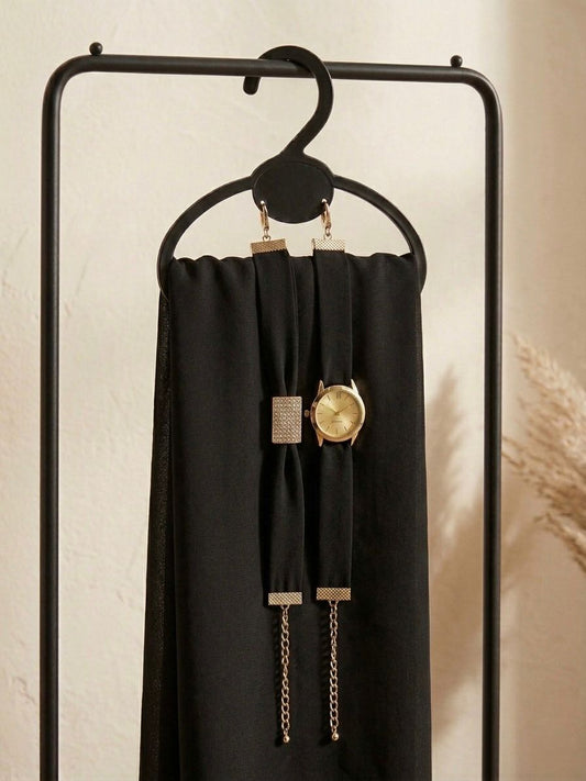 Royal Watch Bracelet Party Wear Scarf - Islamic Hijab | Black