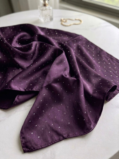 Silk Night Shine Stone Scarf - Islamic Hijab | Purple
