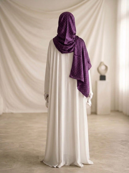 Silk Night Shine Stone Scarf - Islamic Hijab | Purple