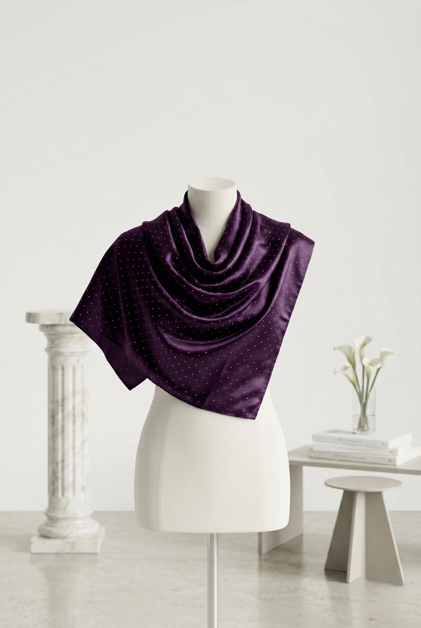 Silk Night Shine Stone Scarf - Islamic Hijab | Purple