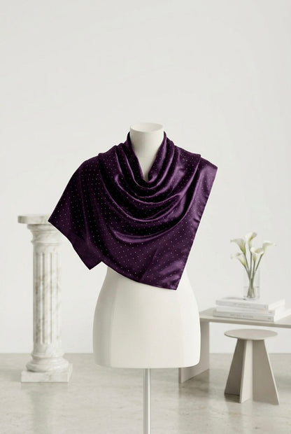 Silk Night Shine Stone Scarf - Islamic Hijab | Purple