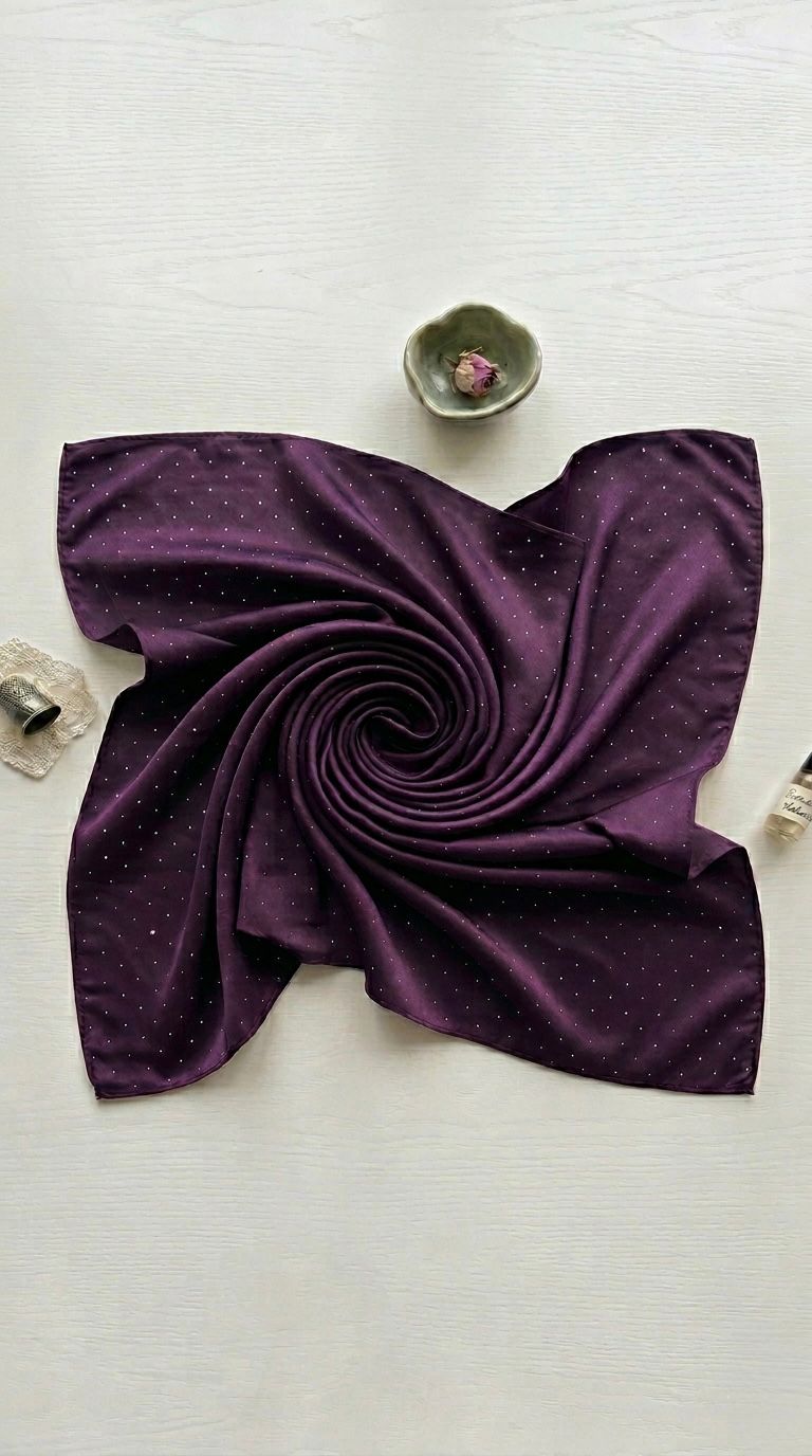 Silk Night Shine Stone Scarf - Islamic Hijab | Purple