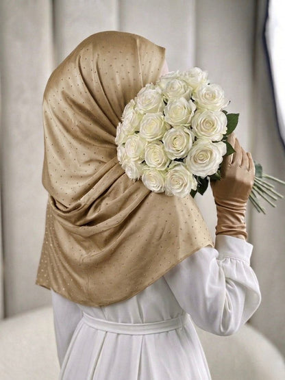 Silk Night Shine Stone Scarf - Islamic Hijab| Skin Golden