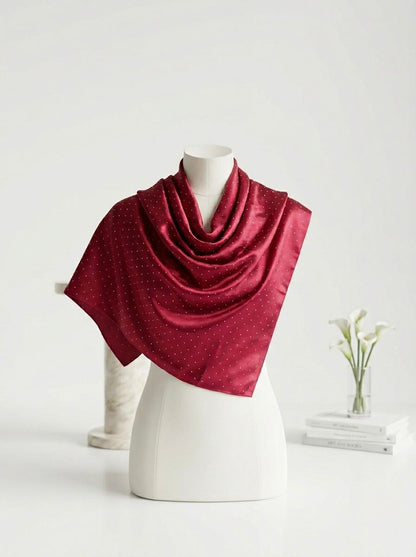 Silk Night Shine Stone Scarf - Islamic Hijab | Red