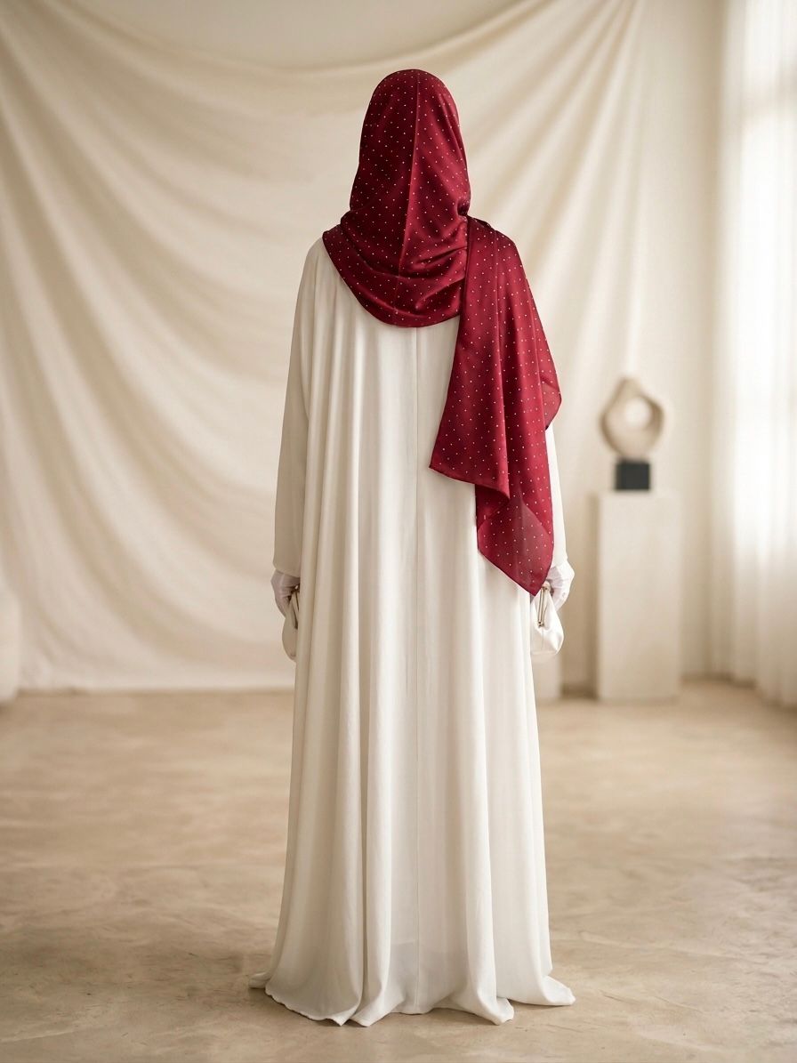 Silk Night Shine Stone Scarf - Islamic Hijab | Red