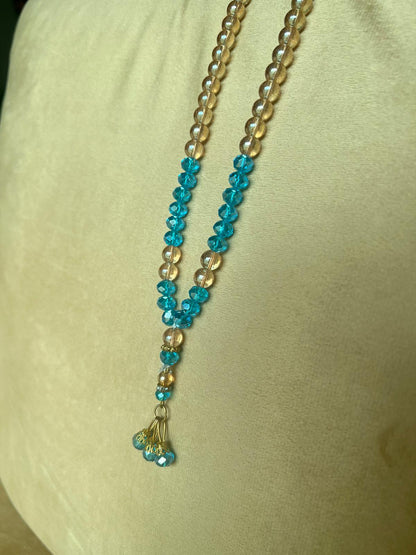 Signature Sky Blue crystal 100 beads tasbeeh by idara-e-islamiat  