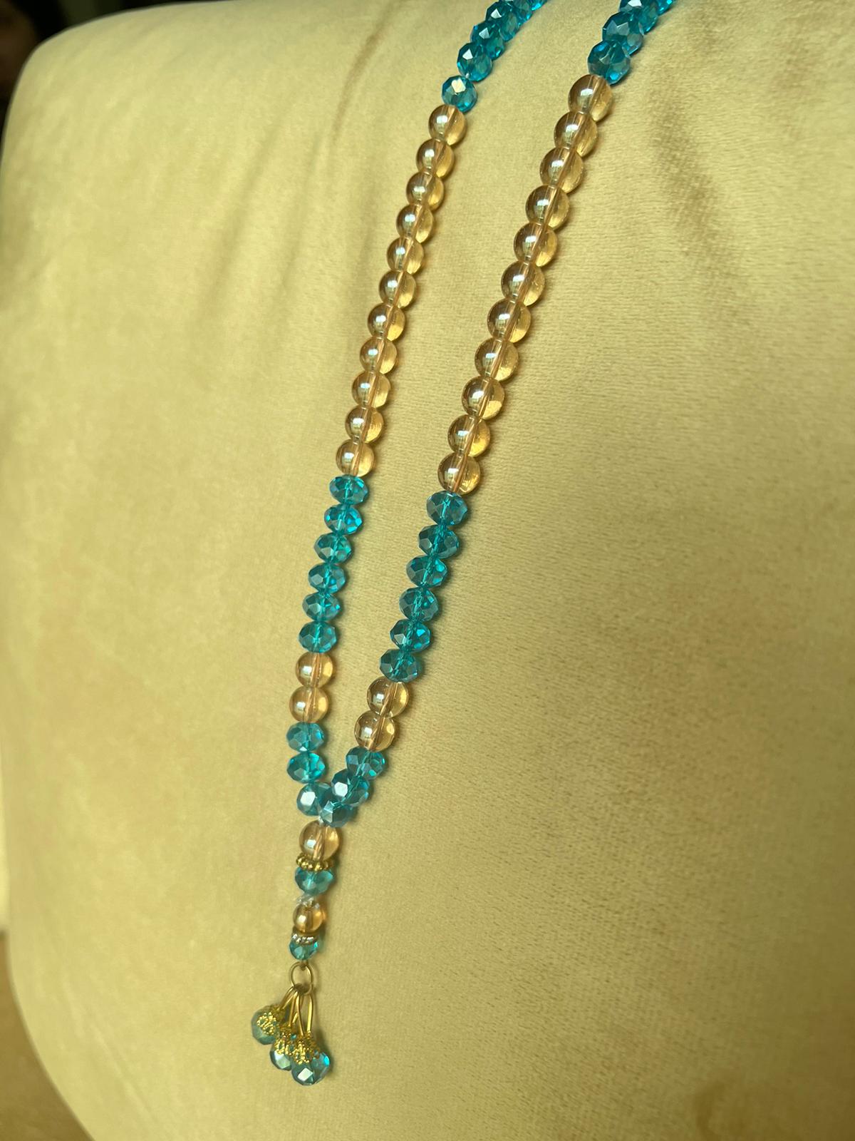 Signature Sky Blue crystal 100 beads tasbeeh by idara-e-islamiat  