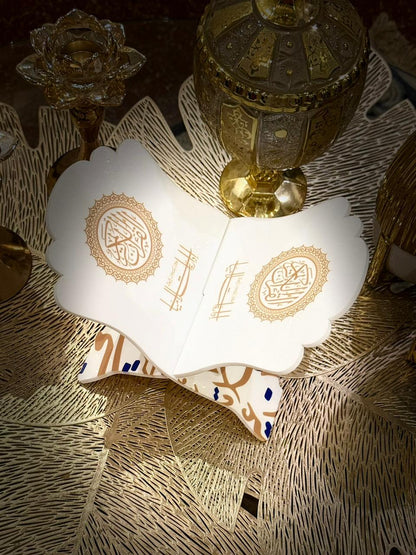 Sleek and durable White Acrylic Quran Rehal Stand assembled ready to Quran recitation by Idara-e-Islamiat 